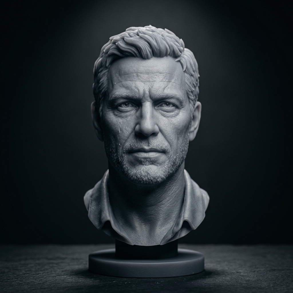 Realistic bust sculpture, high-detail resin print